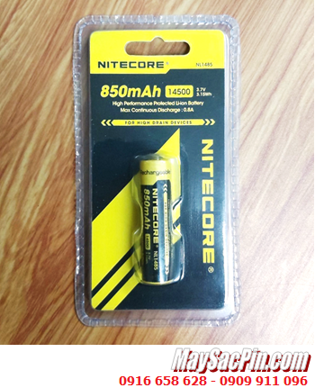 Nitecore NL1485 (14500); Pin sạc 14500 Lithium 3.7v Nitecore NL1485 AA 850mAh 3.15Wh chính hãng